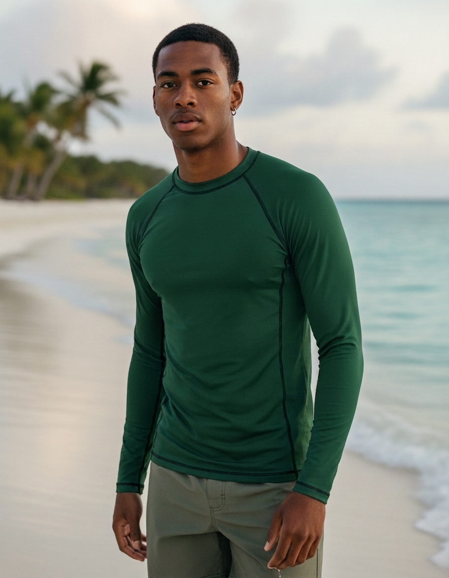Rash guard in Racing Green
