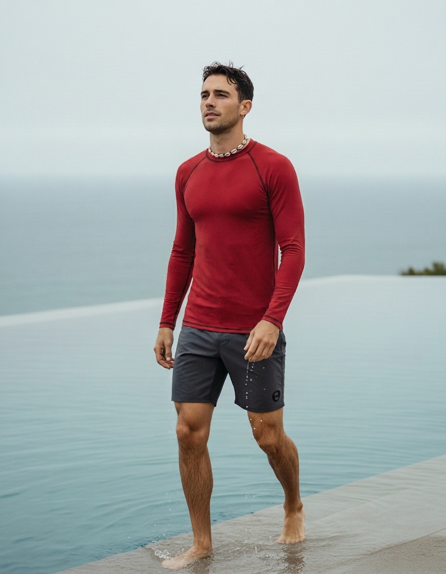 Rash guard in Bauhaus Red