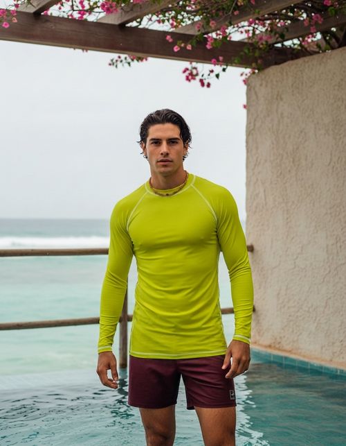 Neon Yellow Rash Guard Men's Rashguard — Lolekai