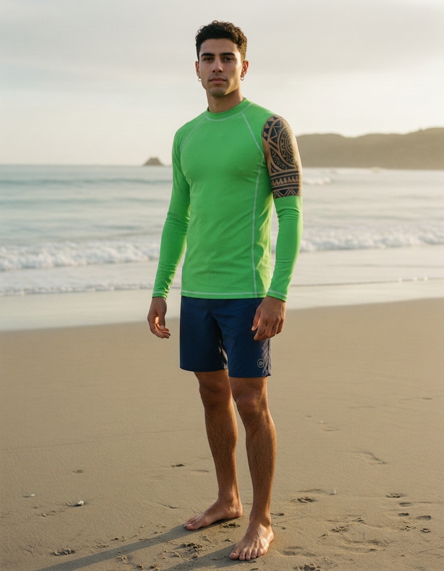 Rash guard in Screaming Green