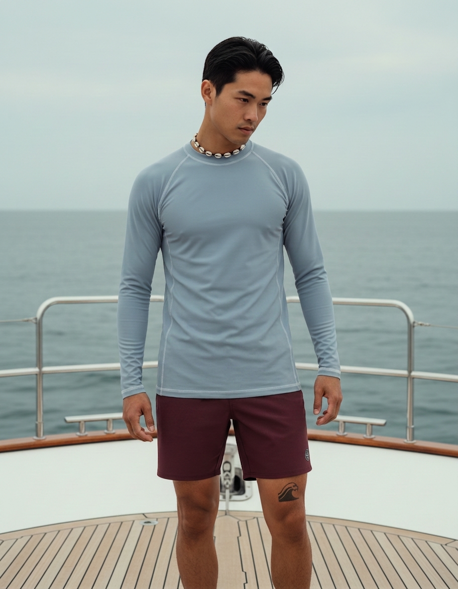 Men's rash guard in Moonstone