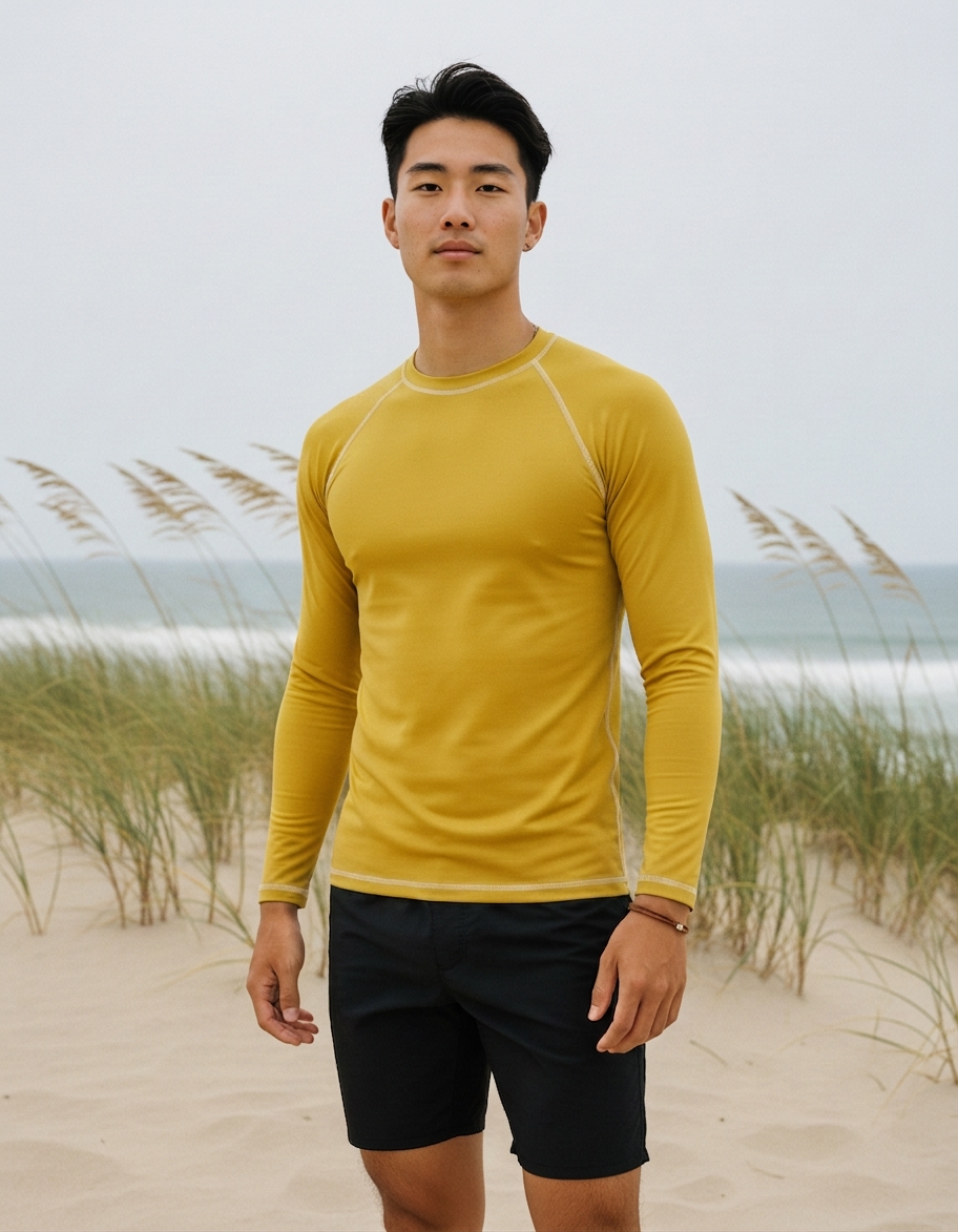 Men's rash guard in Bauhaus Yellow