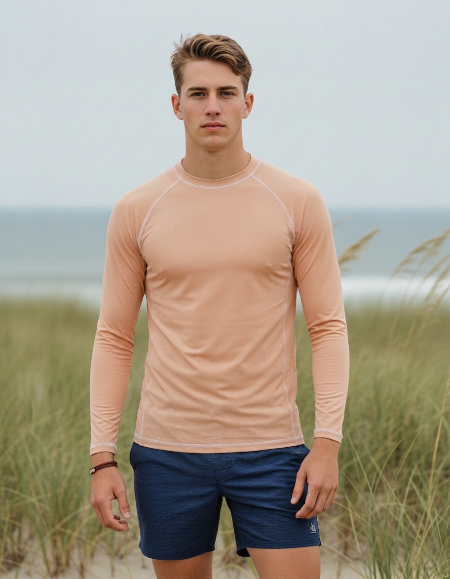 Men's rash guard in Peach Fuzz