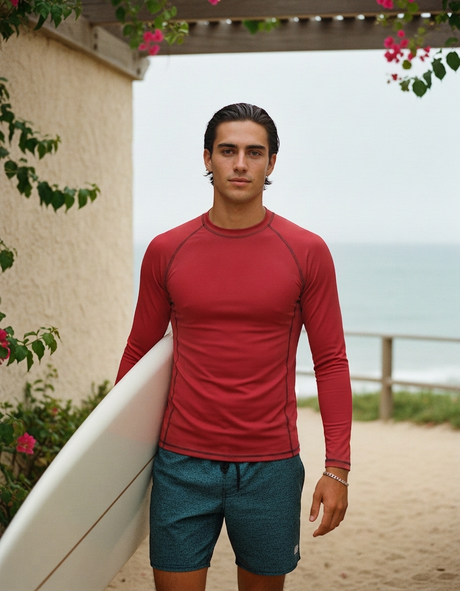 Rash guard in Cinnabar