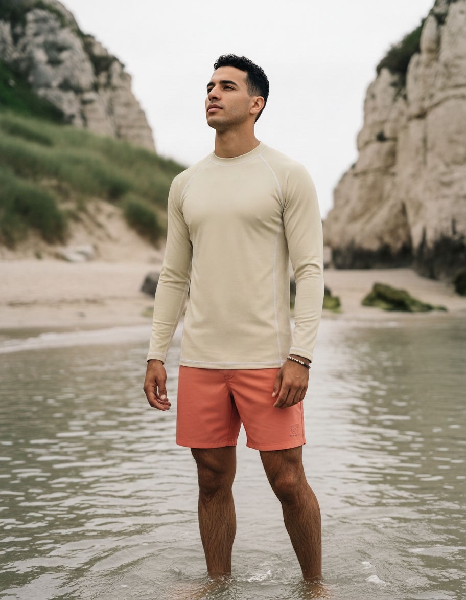 Men's rash guard in Oatmeal