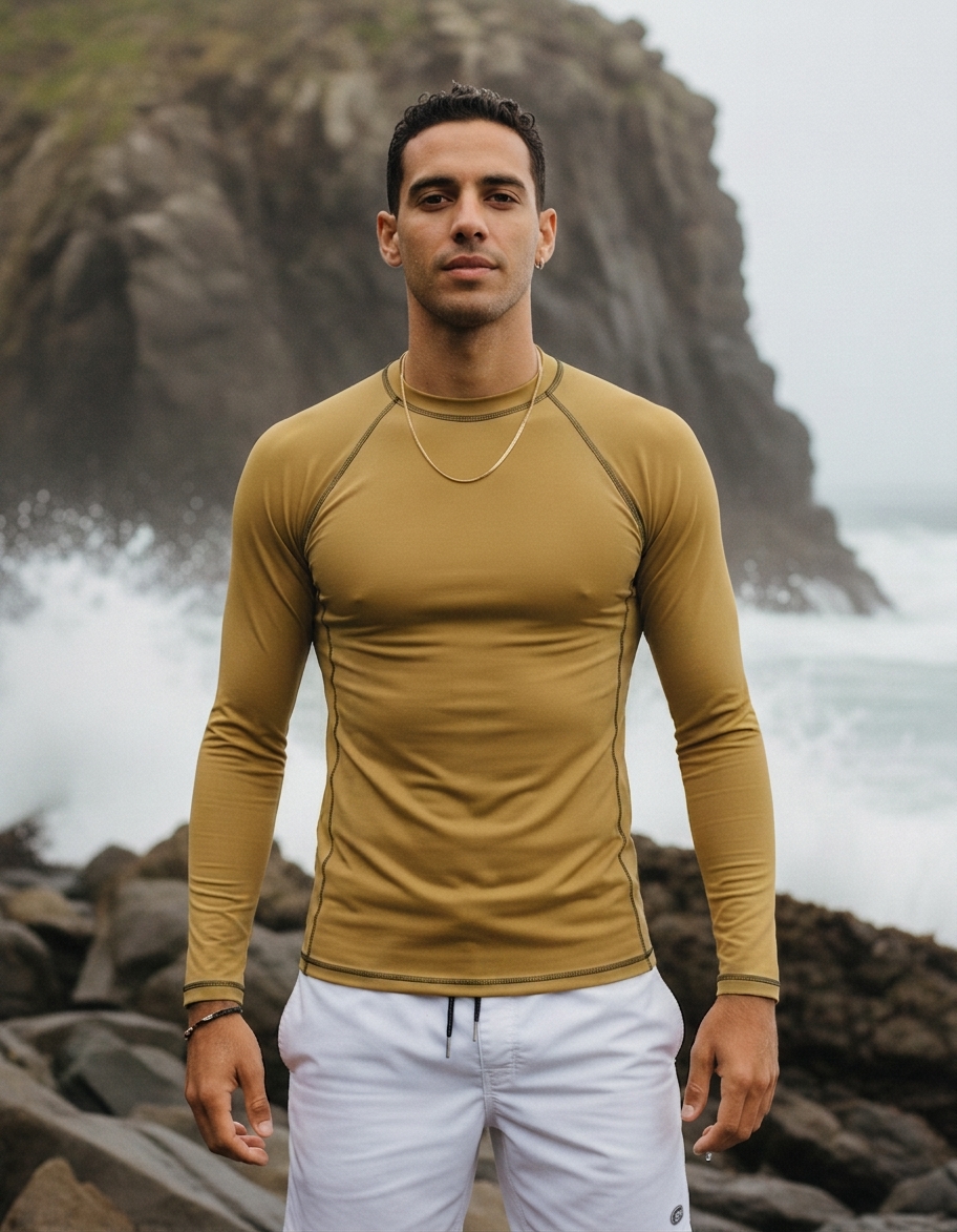 Men's rash guard in Amber Haze