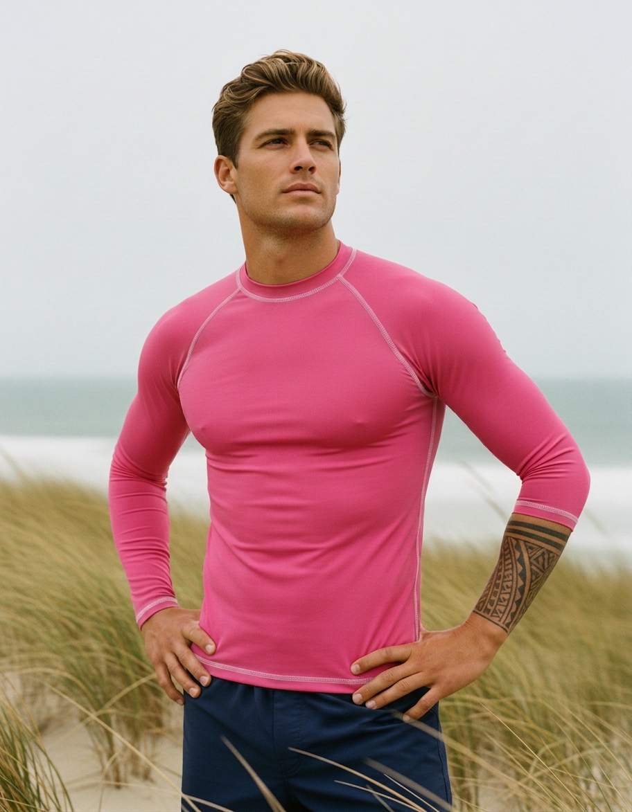 Rash guard in Schiaparelli Pink
