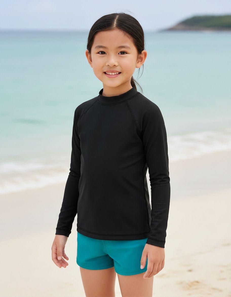 Kids Black Rash Guard Kids Rash Guard — Lolekai