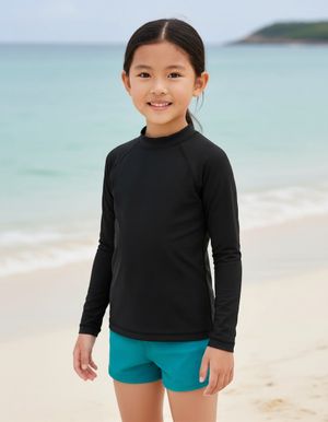 Kids Black Rash Guard Kids Rash Guard — Lolekai