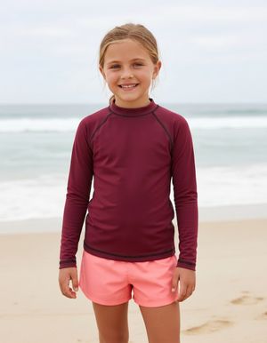 Kids Burgundy Rash Guard bikini — Lolekai