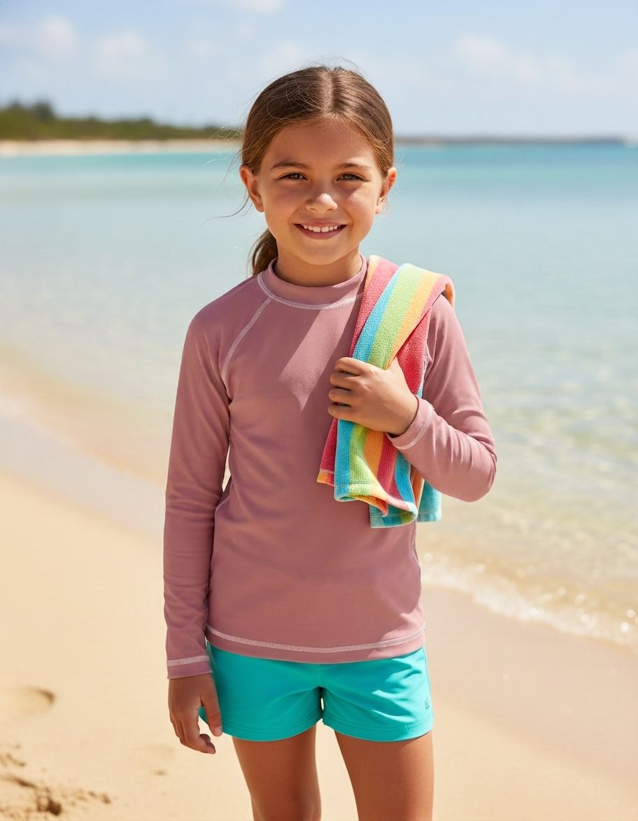 Kids Dusty Rose Rash Guard Kids Rash Guard — Lolekai