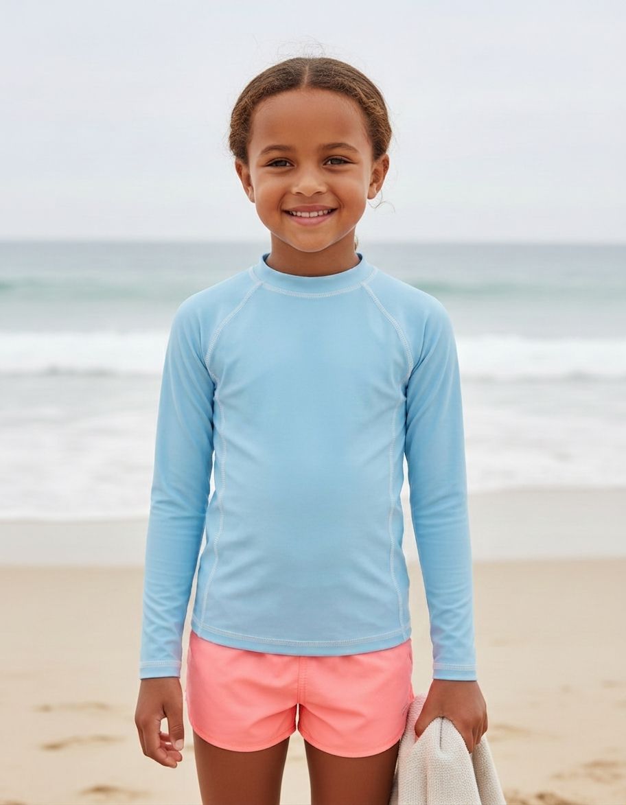 Kids Baby Blue Rash Guard Kids Rash Guard — Lolekai