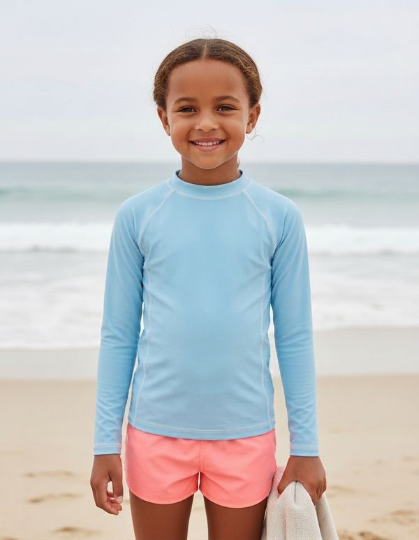 Girls Baby Blue Rash Guard
