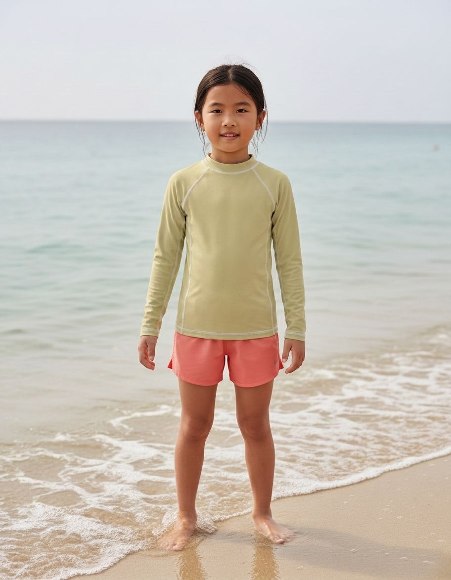 Kids Ecru Rash Guard Kids Rash Guard — Lolekai