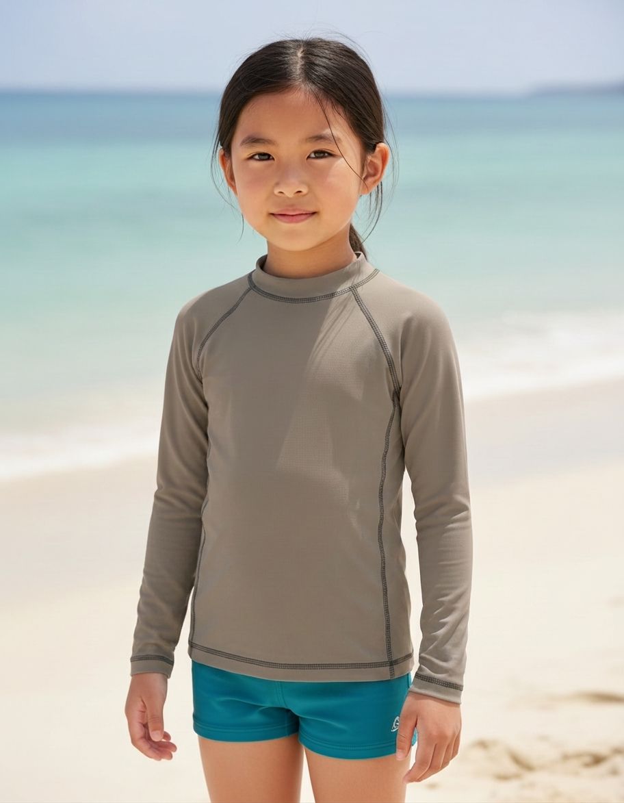 Kids Taupe Rash Guard Kids Rash Guard — Lolekai
