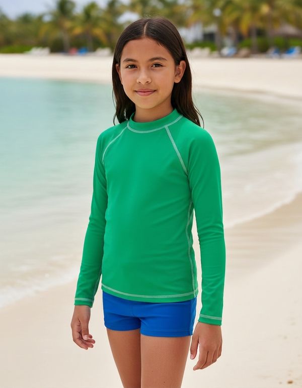 Girls Malachite Green Rash Guard