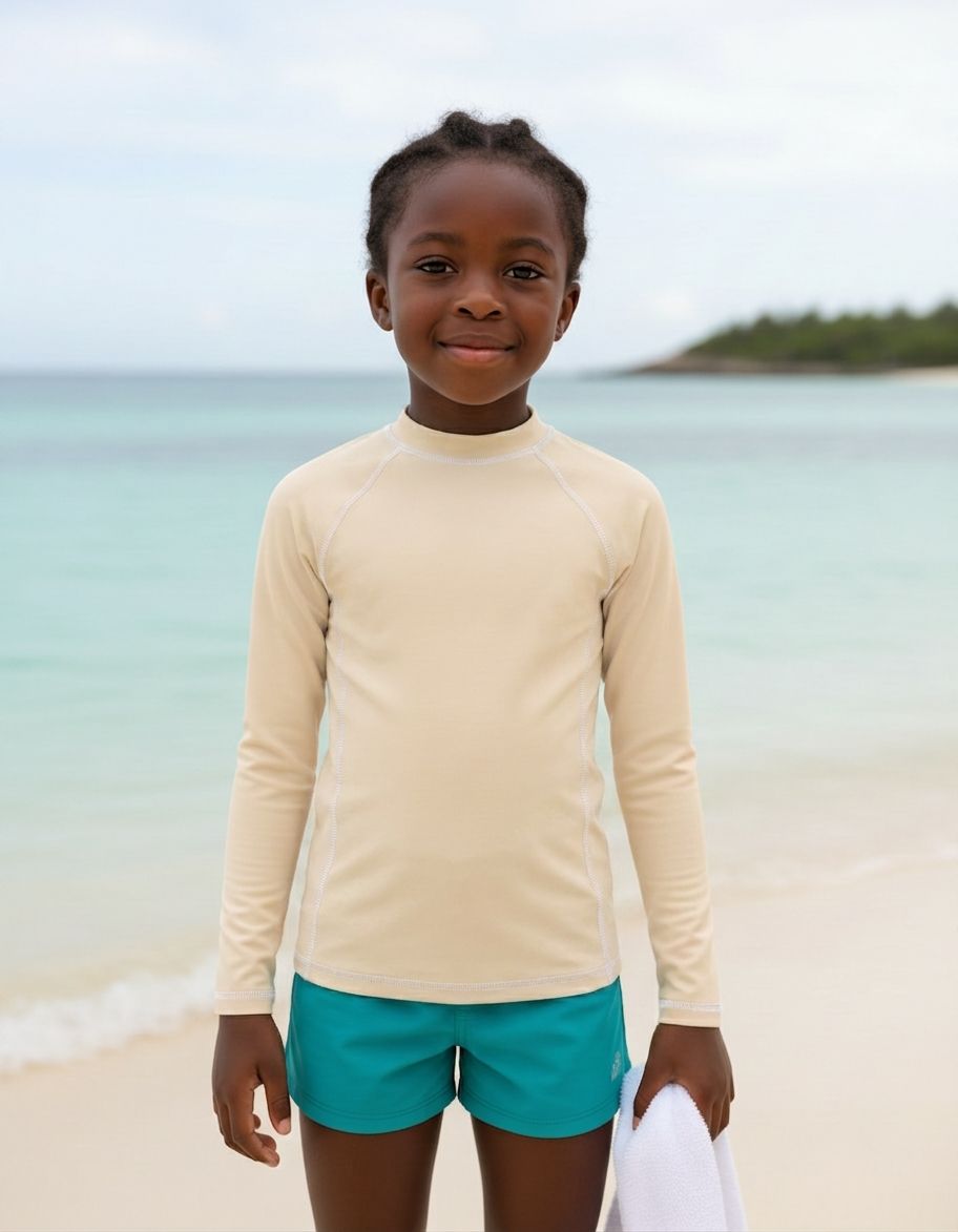 Kids Bisque Rash Guard Kids Rash Guard — Lolekai