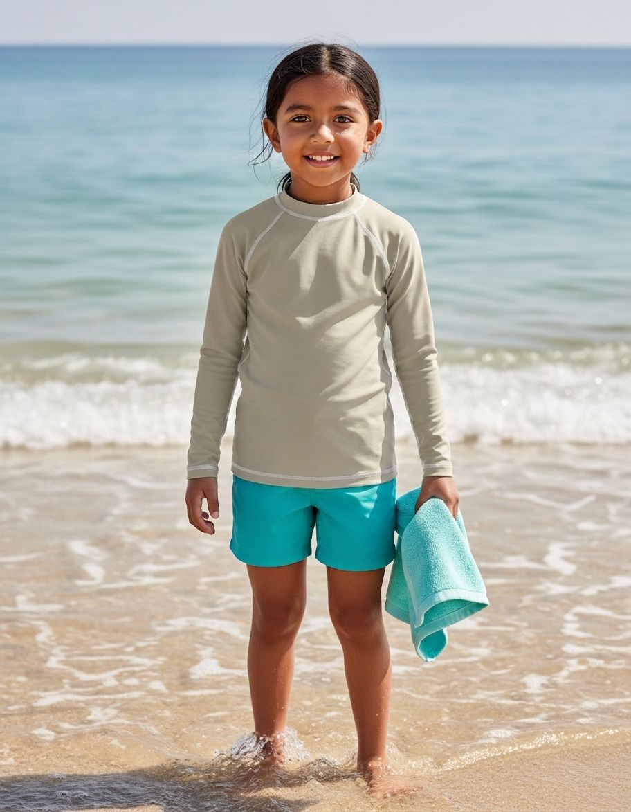 Kids Greige Rash Guard Kids Rash Guard — Lolekai