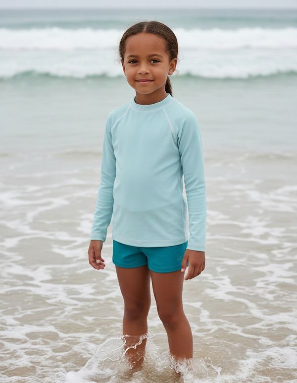 Girls Arctic Blue Rash Guard