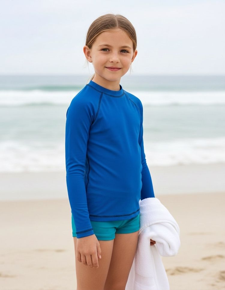 Girls Bauhaus Blue Rash Guard