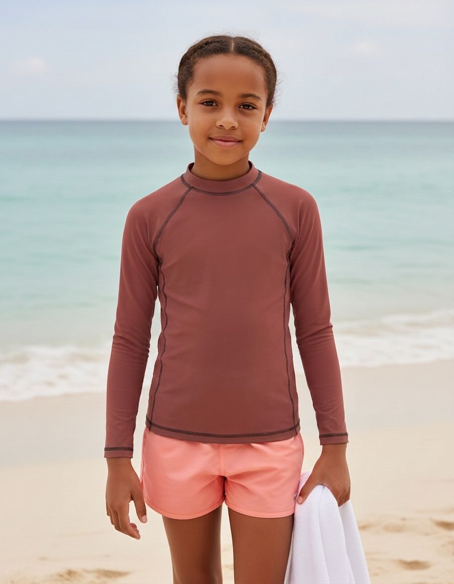 Kids Marsala Rash Guard Kids Rash Guard — Lolekai