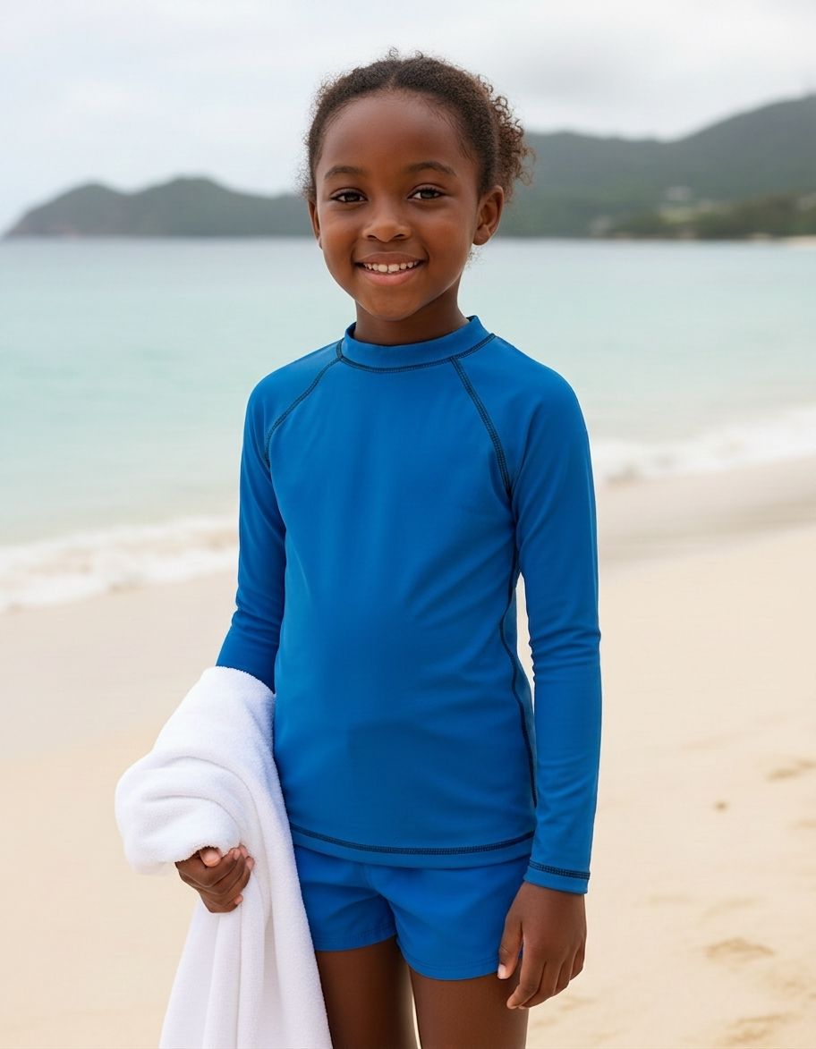 Kids Classic Blue Rash Guard Kids Rash Guard — Lolekai