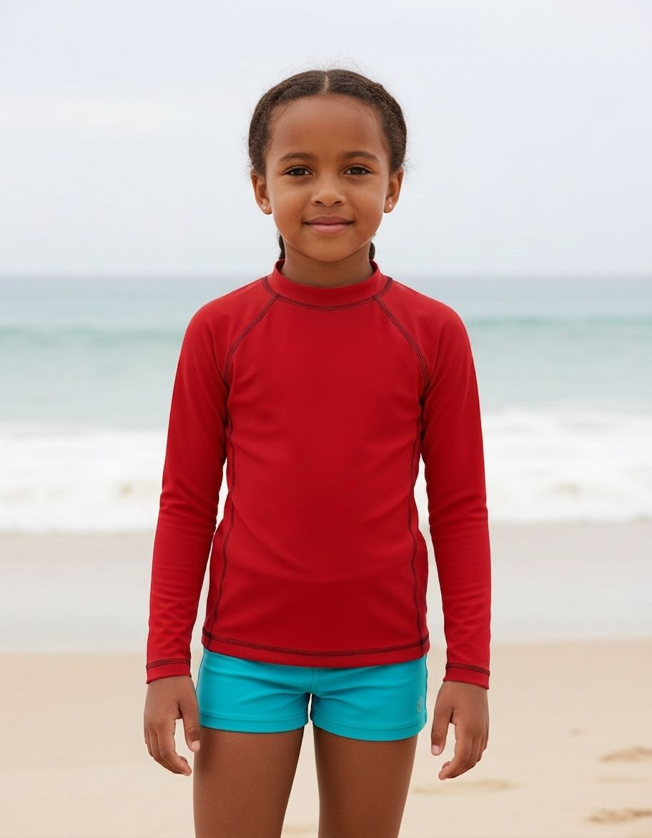 Unisex Kids Venetian Red Rash Guard Kids Rash Guard — Lolekai