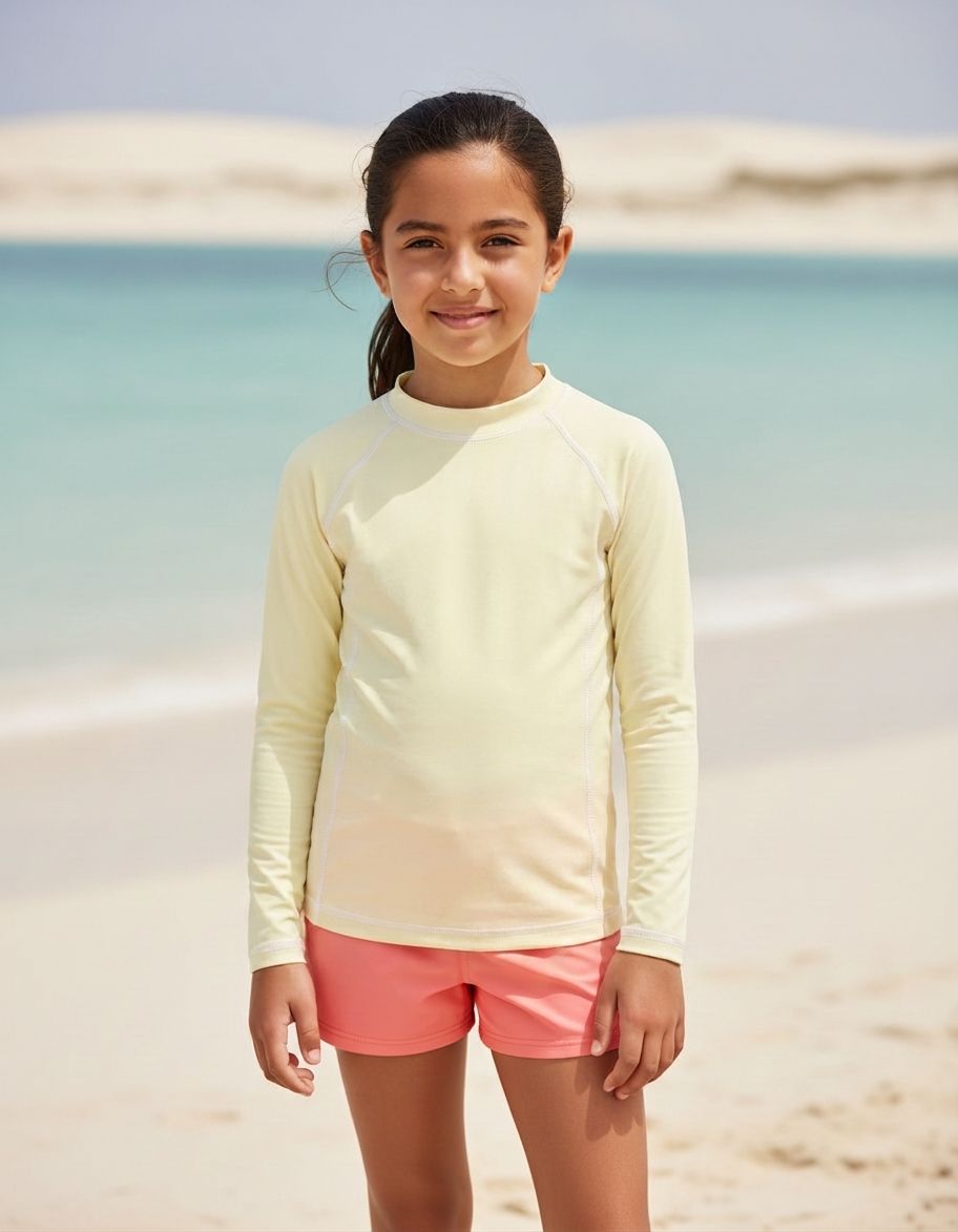 Kids Pale Yellow Rash Guard Kids Rash Guard — Lolekai