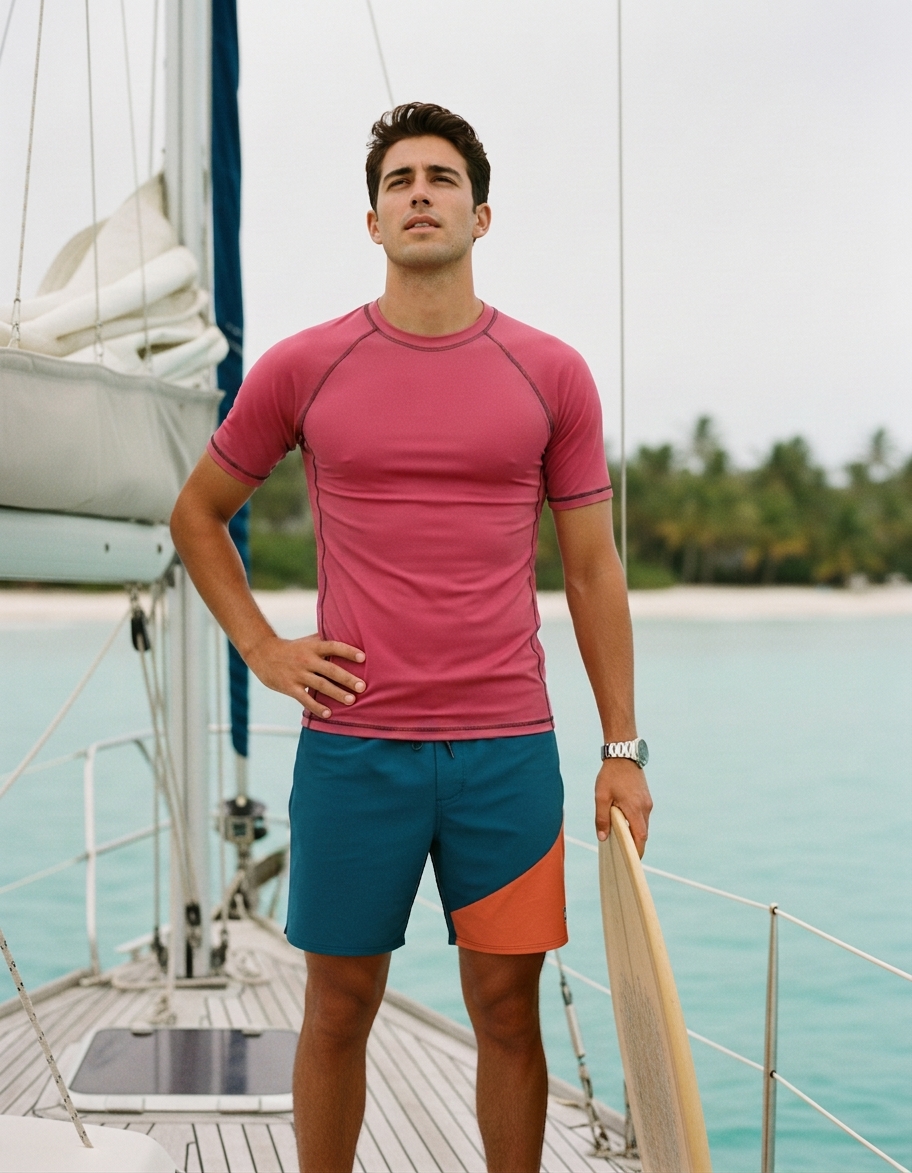 Men's rash guard in Cherry