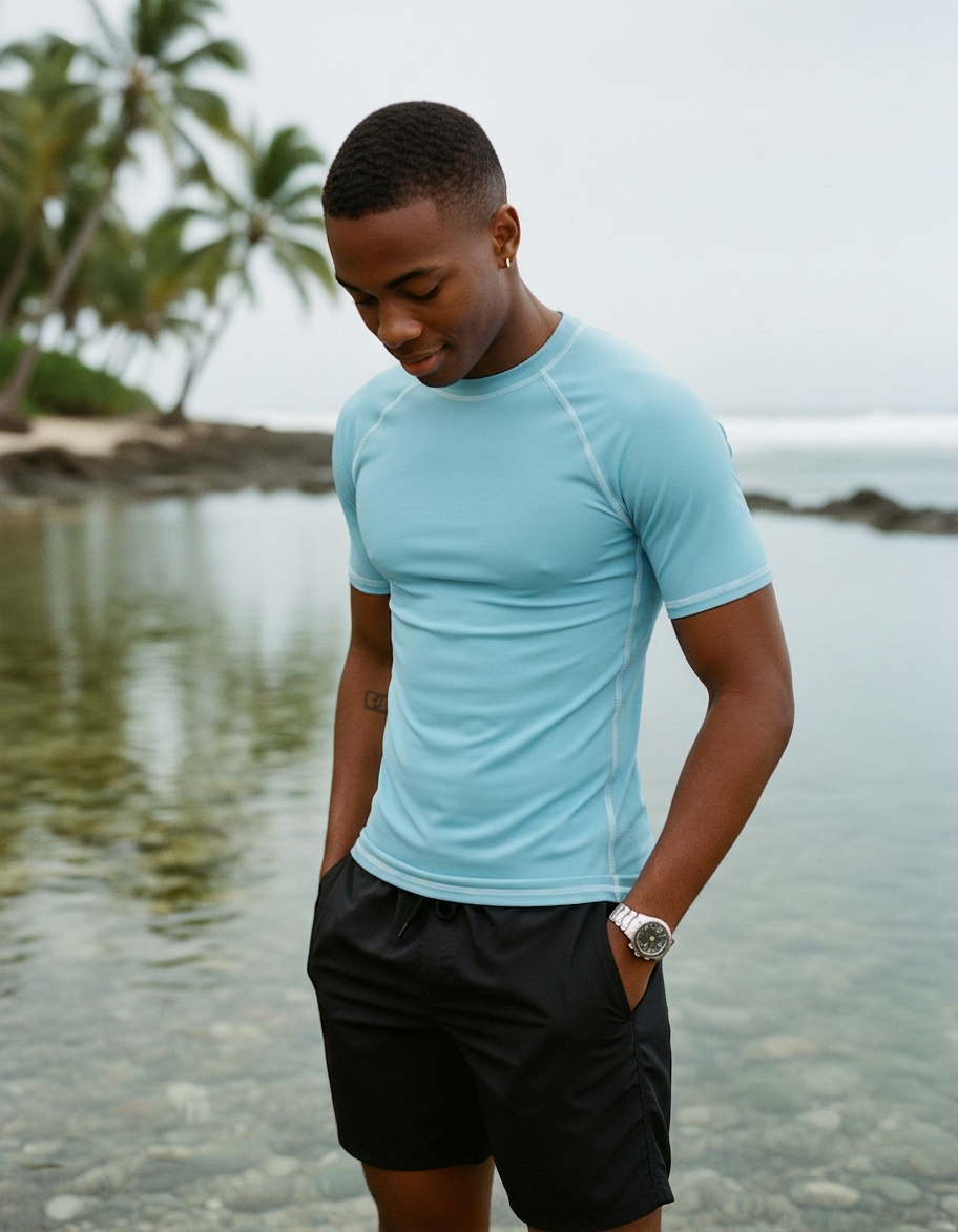 Rash guard in Larimar