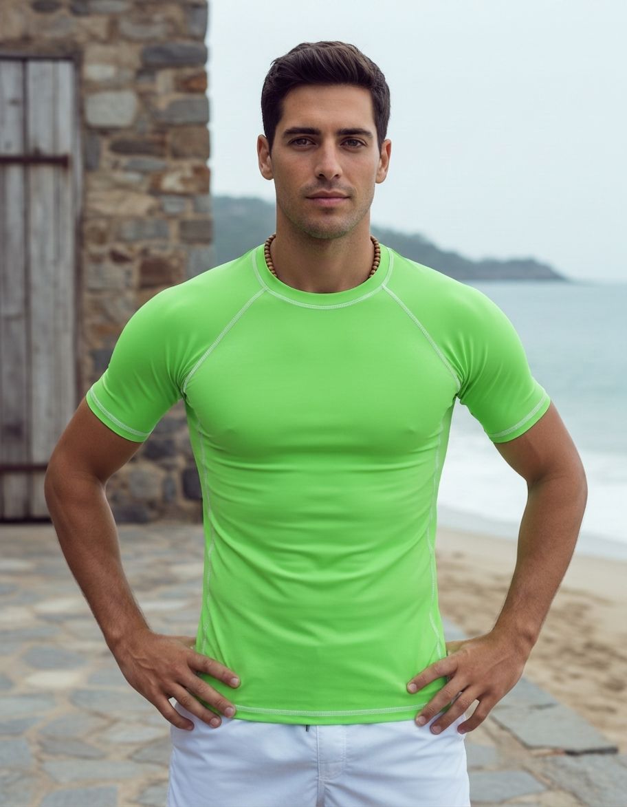 Neon Green Rash Guard Men's Rashguard — Lolekai