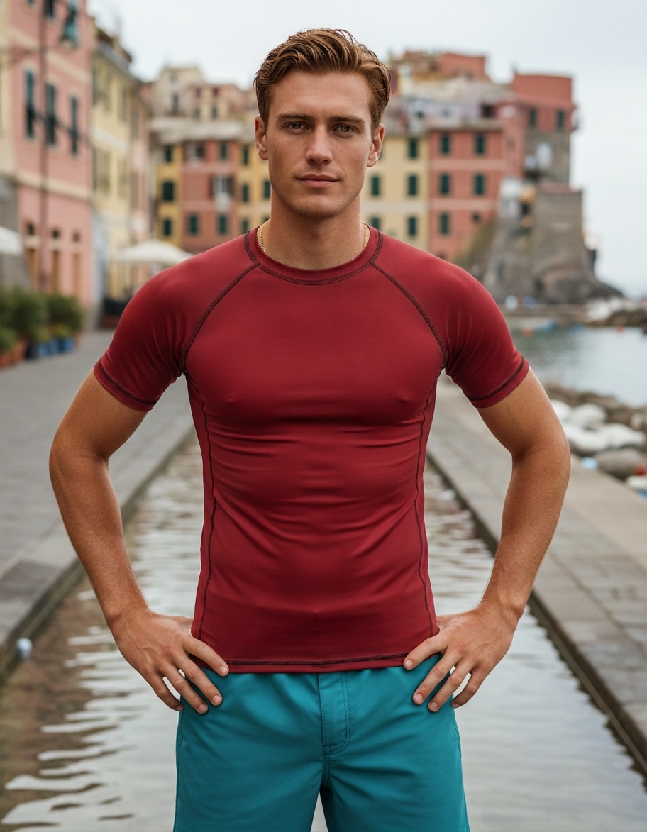 Rash guard in Venetian Red