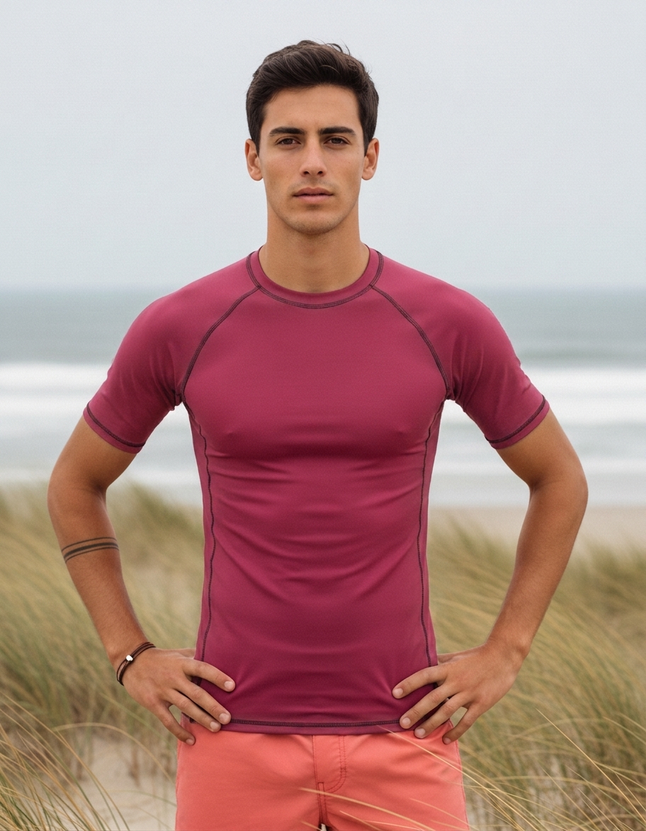 Rash guard in Viva Magenta