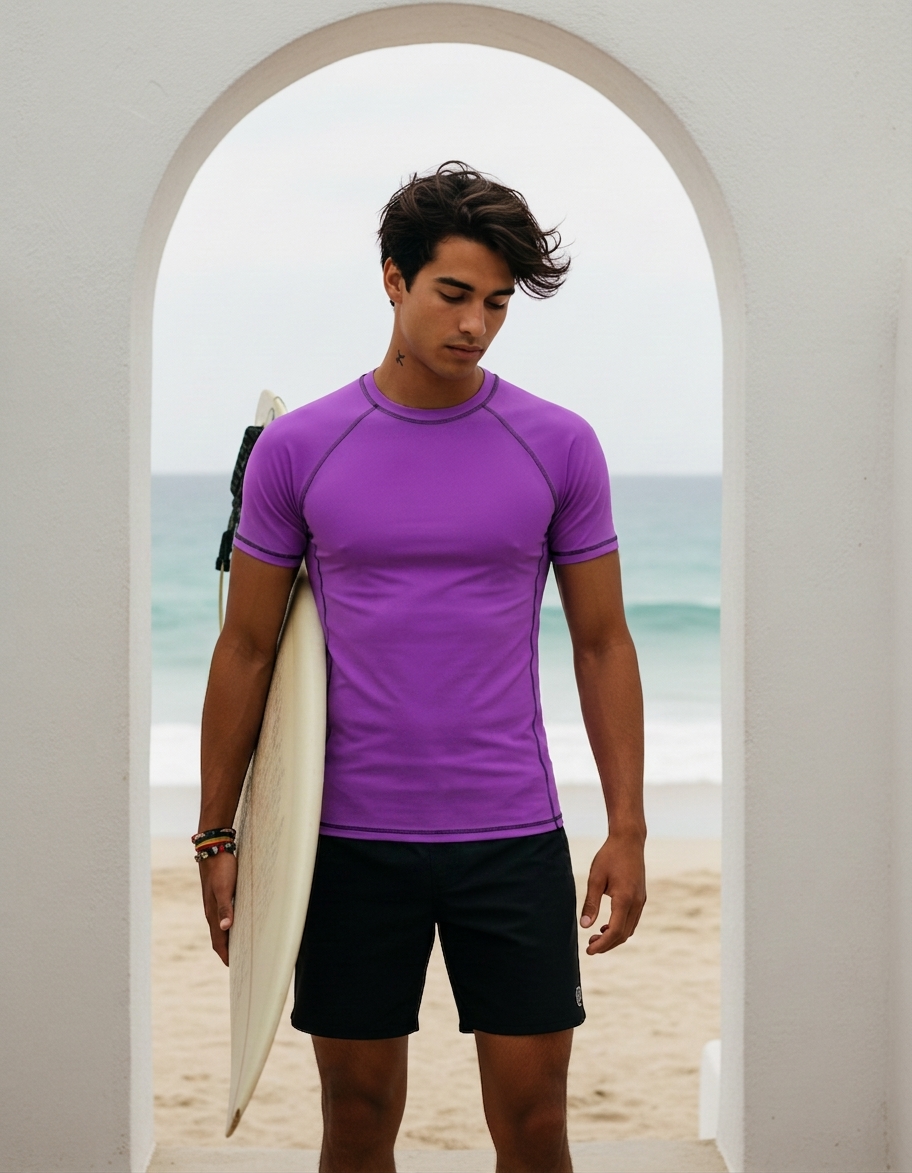 Rash guard in Neon Purple