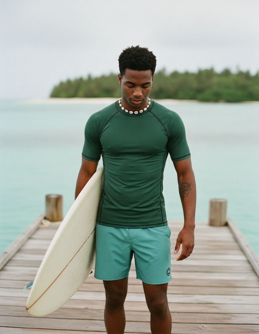 Rash guard in Racing Green
