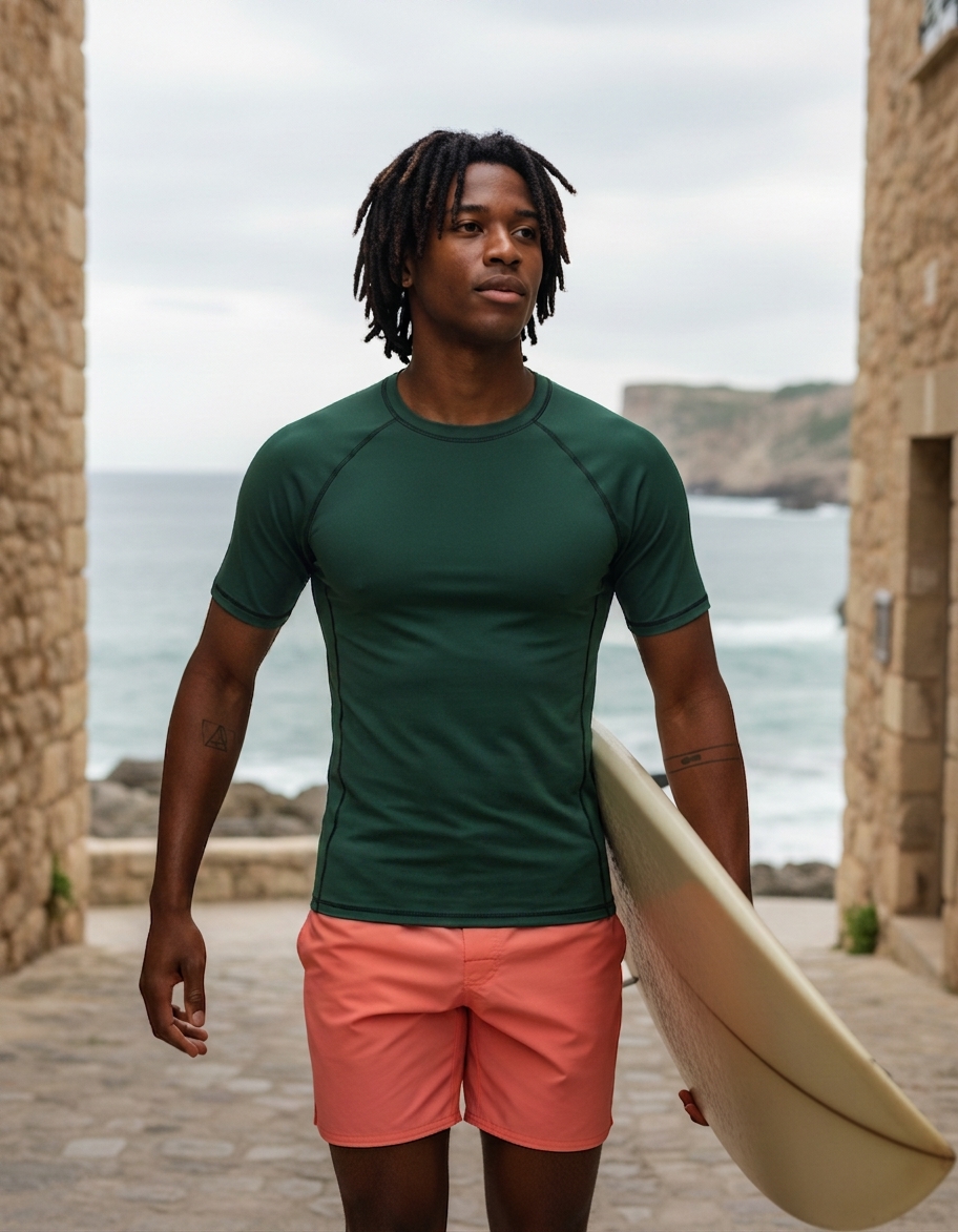 Rash guard in Bottle Green