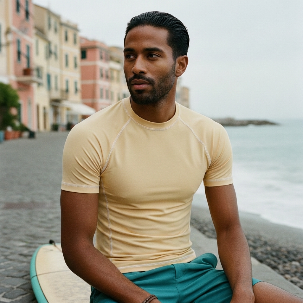 Men's rash guard in Custard