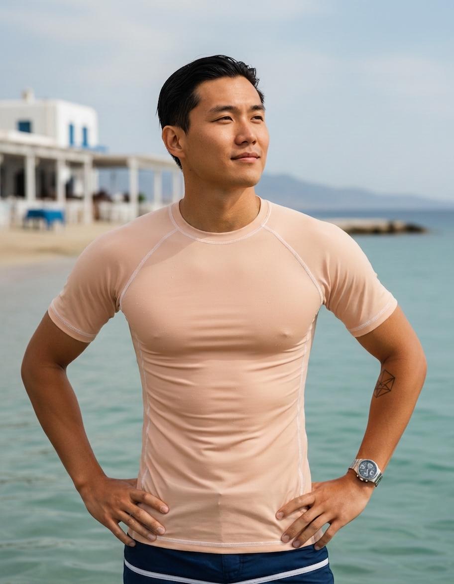 Rash guard in Peach Fuzz