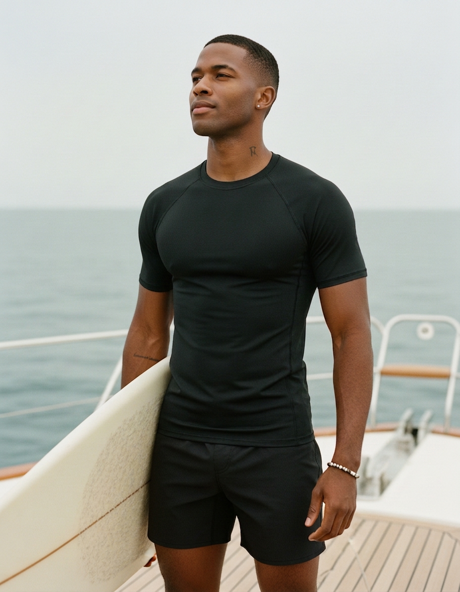 Men's rash guard in Midnight Black