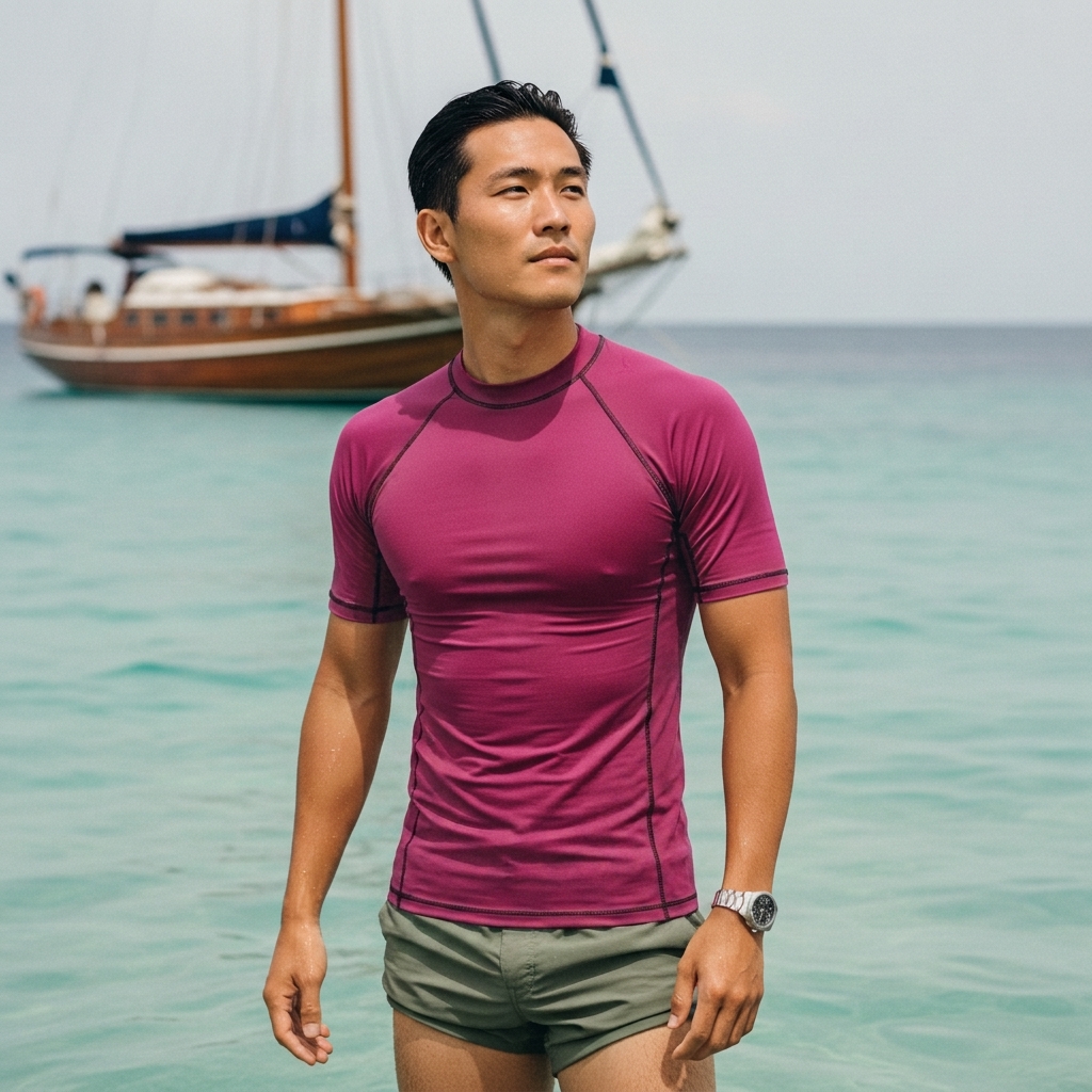 Rash guard in Magenta