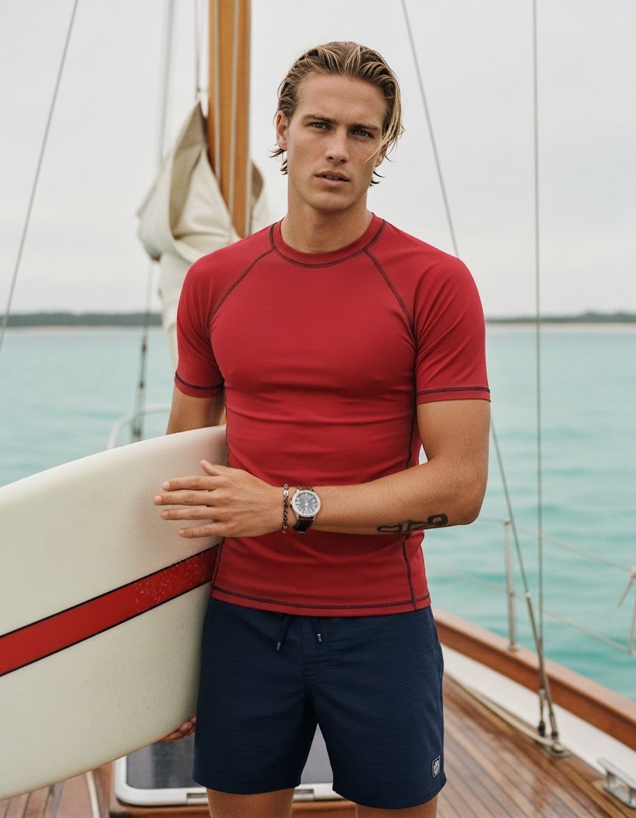 Bauhaus Red Rash Guard Men's Rashguard — Lolekai