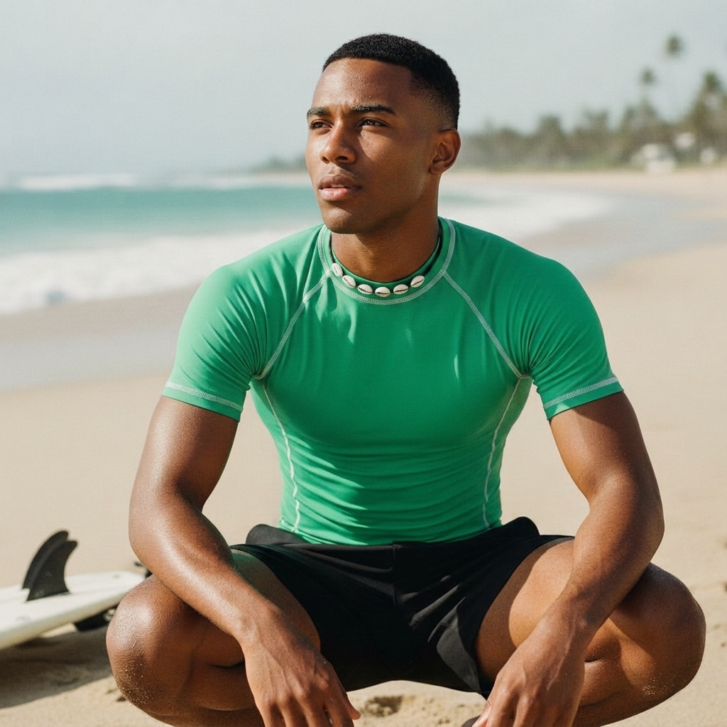 Rash guard in Screaming Green