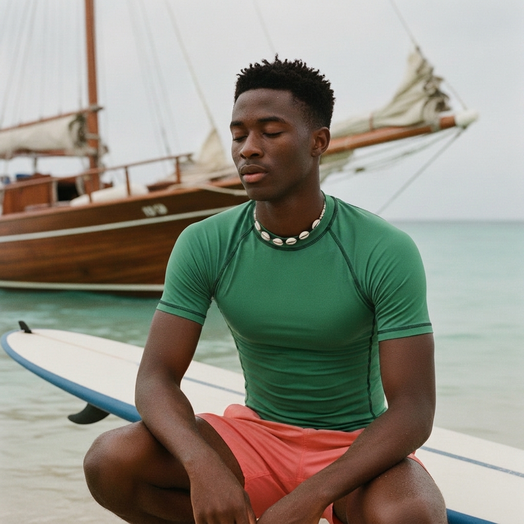Men's rash guard in Palm Green