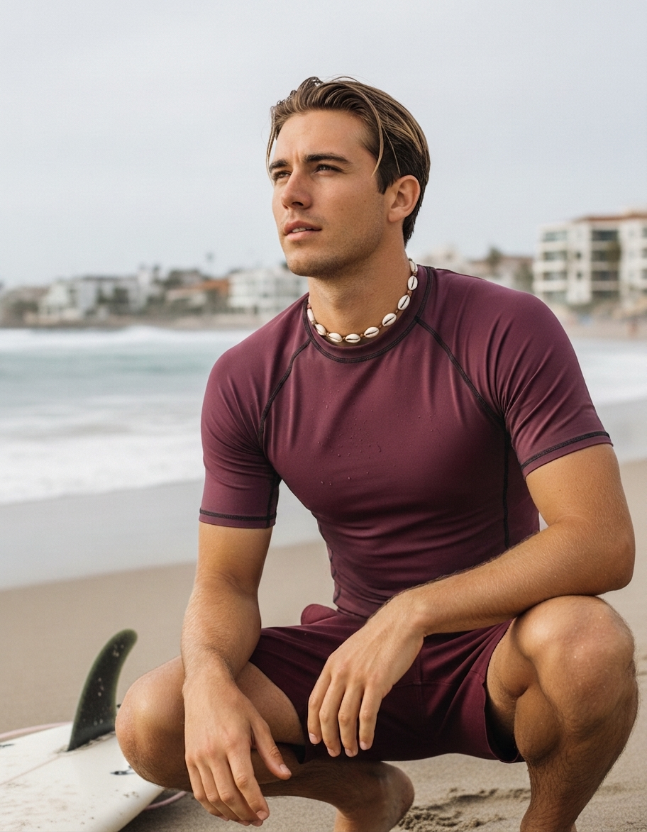 Men's rash guard in Amaranth