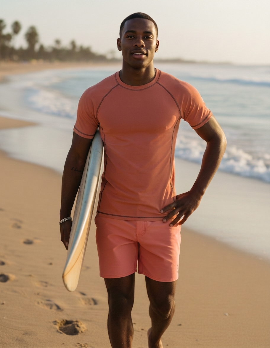 Men's rash guard in Burnt Sienna