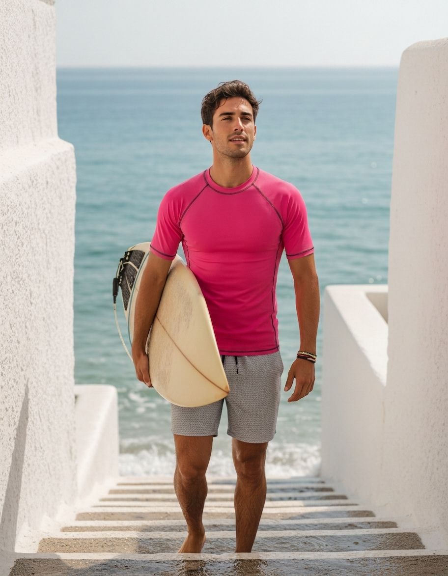 Hot Pink Rash Guard Men's Rashguard — Lolekai