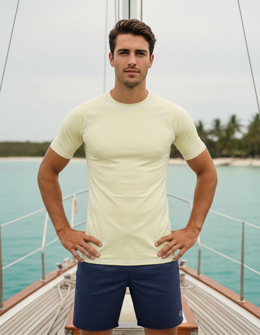 Rash guard in Pale Yellow