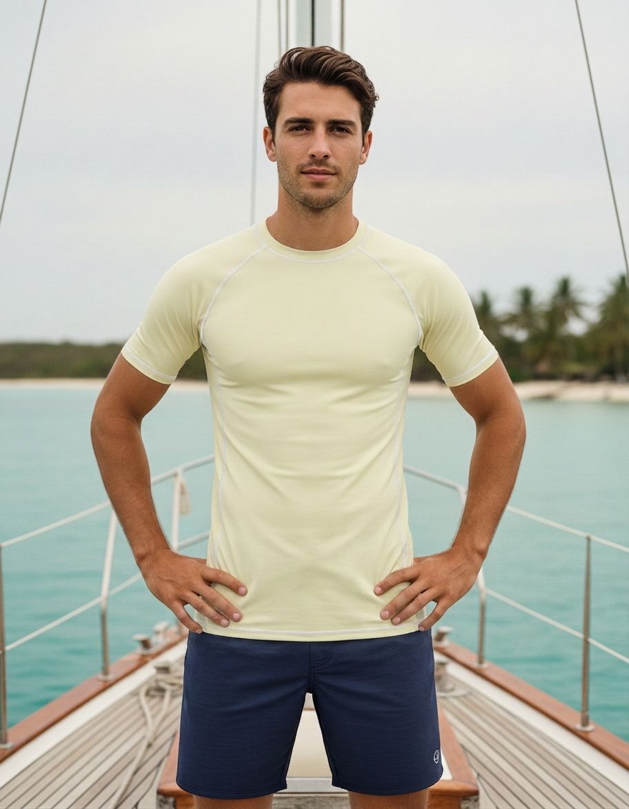 Pale Yellow Rash Guard Men's Rashguard — Lolekai