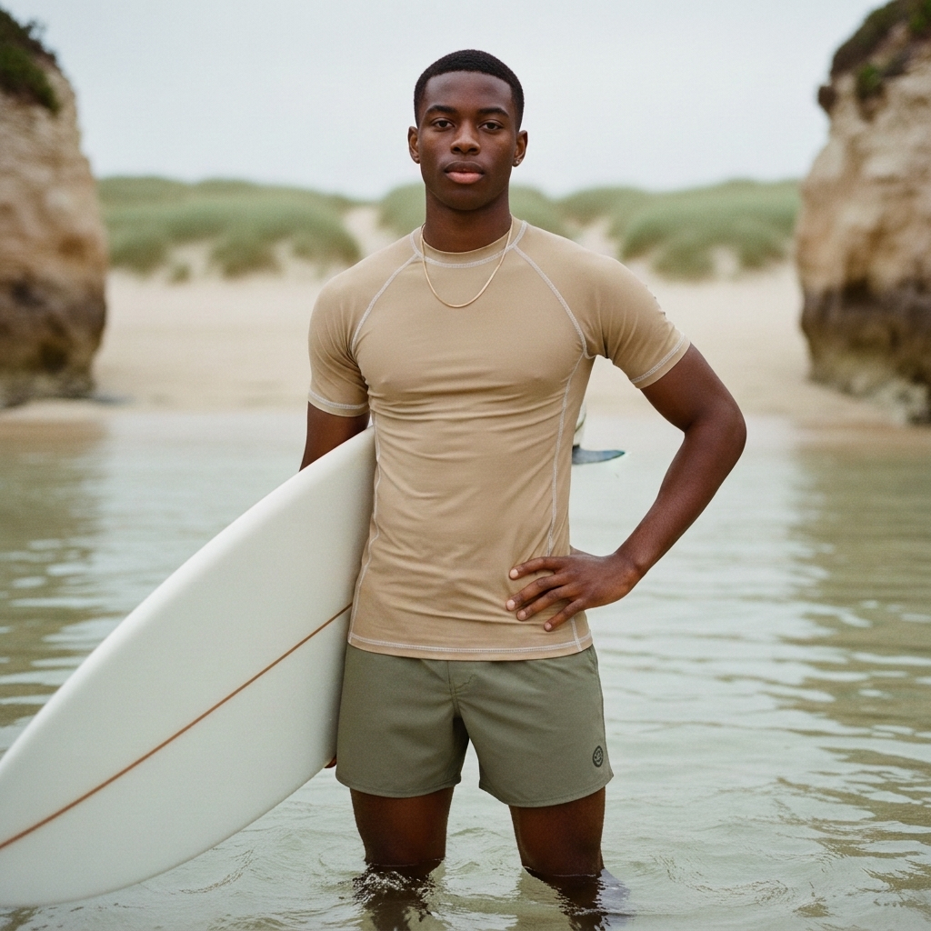 Men's rash guard in Biscuit
