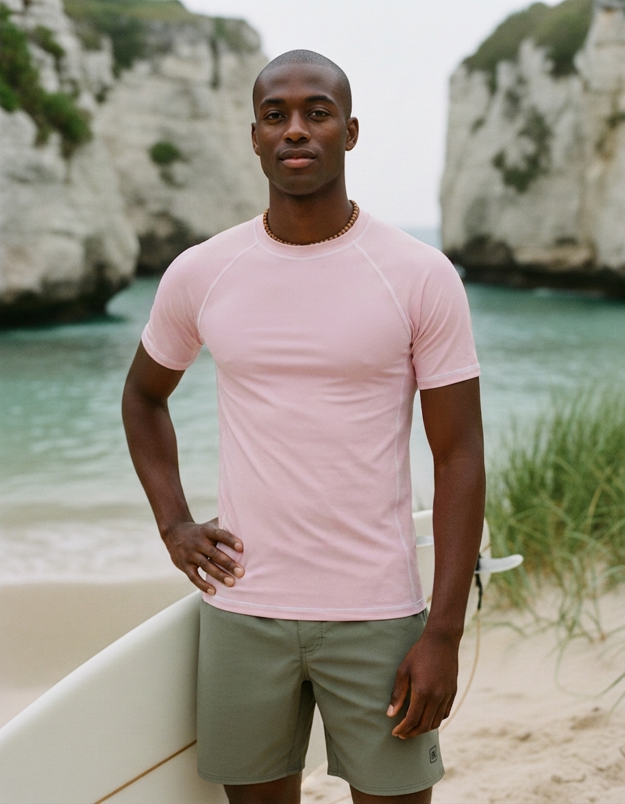 Rash guard in Baby Pink